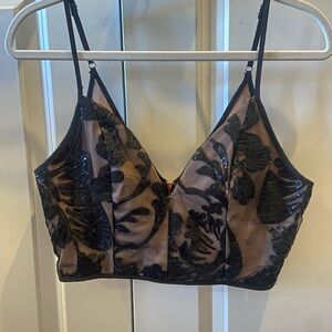 Windsor Black Sequin Overlay Crop